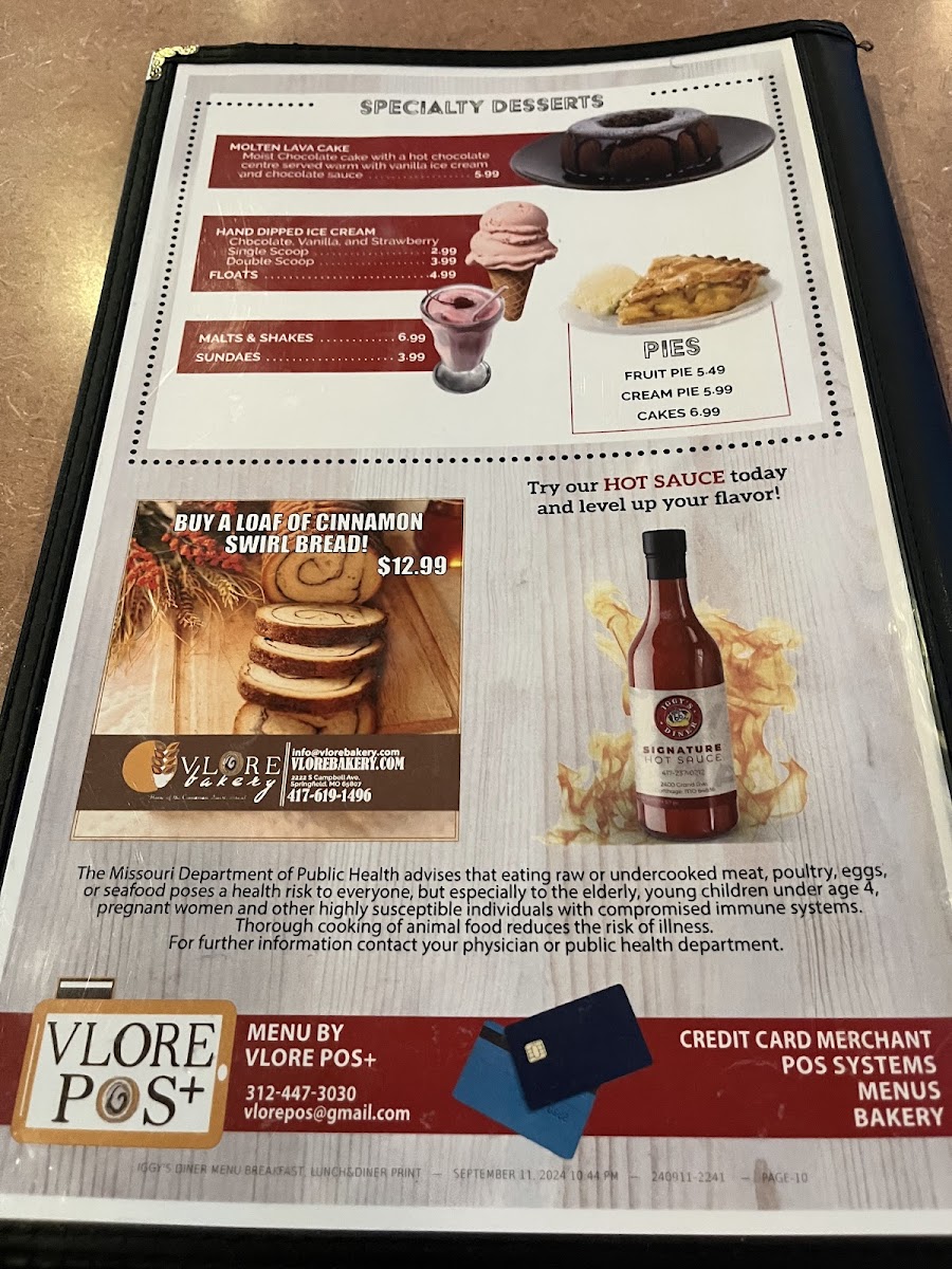 Iggy's Diner Menu - Image 2